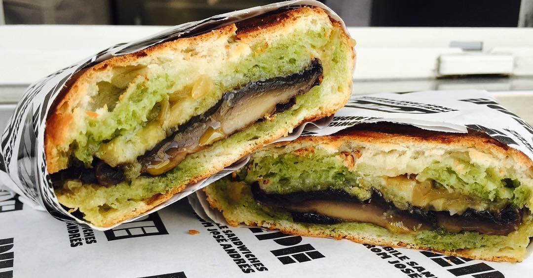 Andre gets José to approve a Pepe Food Truck sandwich, "La Elena," named after Ellen. To be fair, it was her idea to have a mushroom vegetarian option!