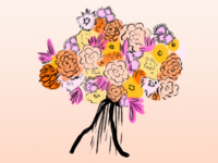 Illustration of a colorful wedding bouquet