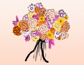 Illustration of a colorful wedding bouquet