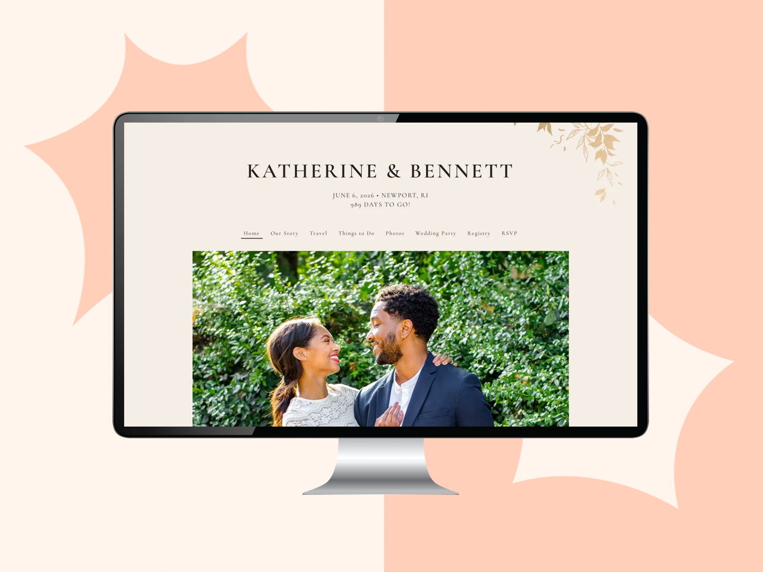 Wedding website with graphic background