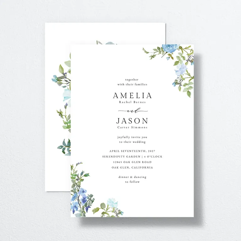 Minimal floral wedding invitations from The Knot
