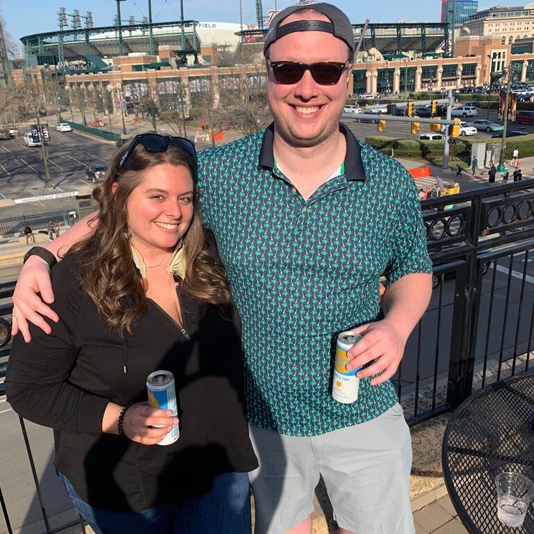 Their 1 year dating anniversary. Joe took Stef to Detroit for a Penguins v. Red Wings NHL game which is the best gift a hockey girl could ask for!