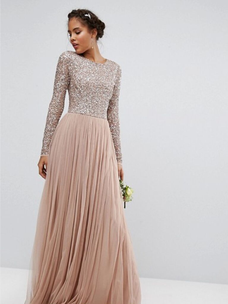 maxi long sleeve bridesmaid dresses