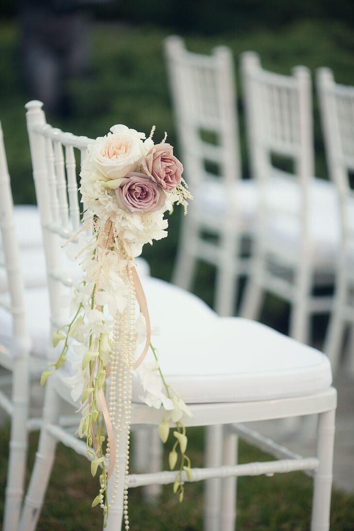 White Chiavari Chair With Garden Rose Accent 2193