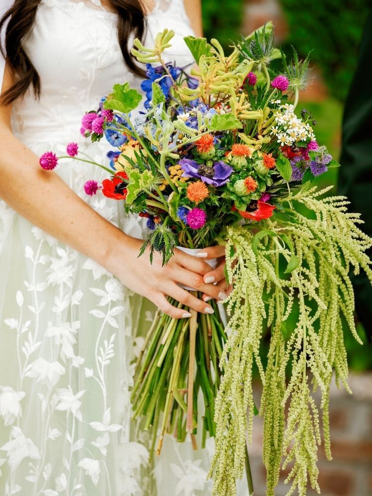 cascading wildflower wedding bouquet