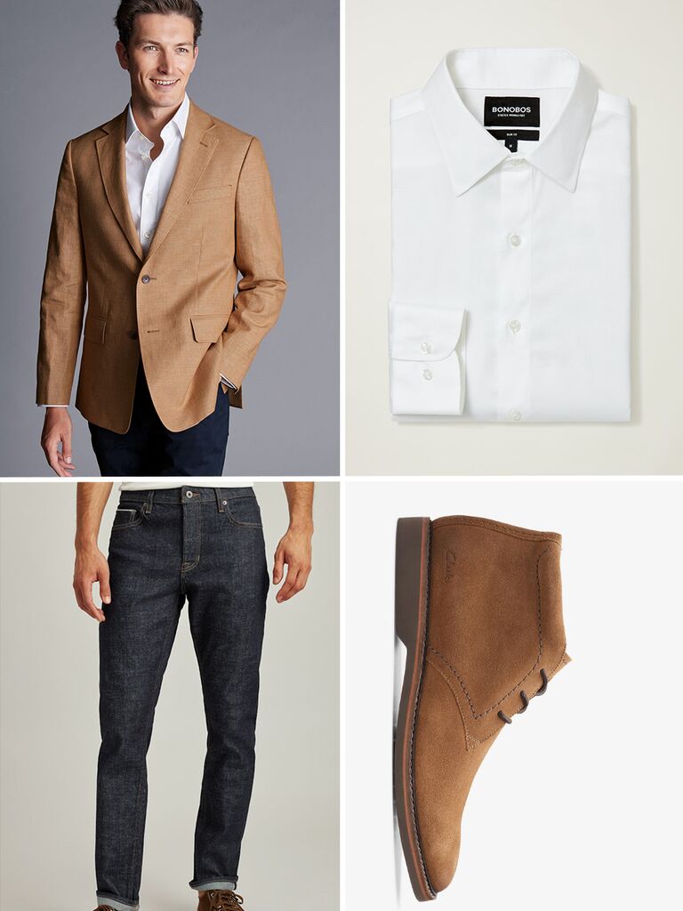 Men's classic spring engagement photoshoot outfit