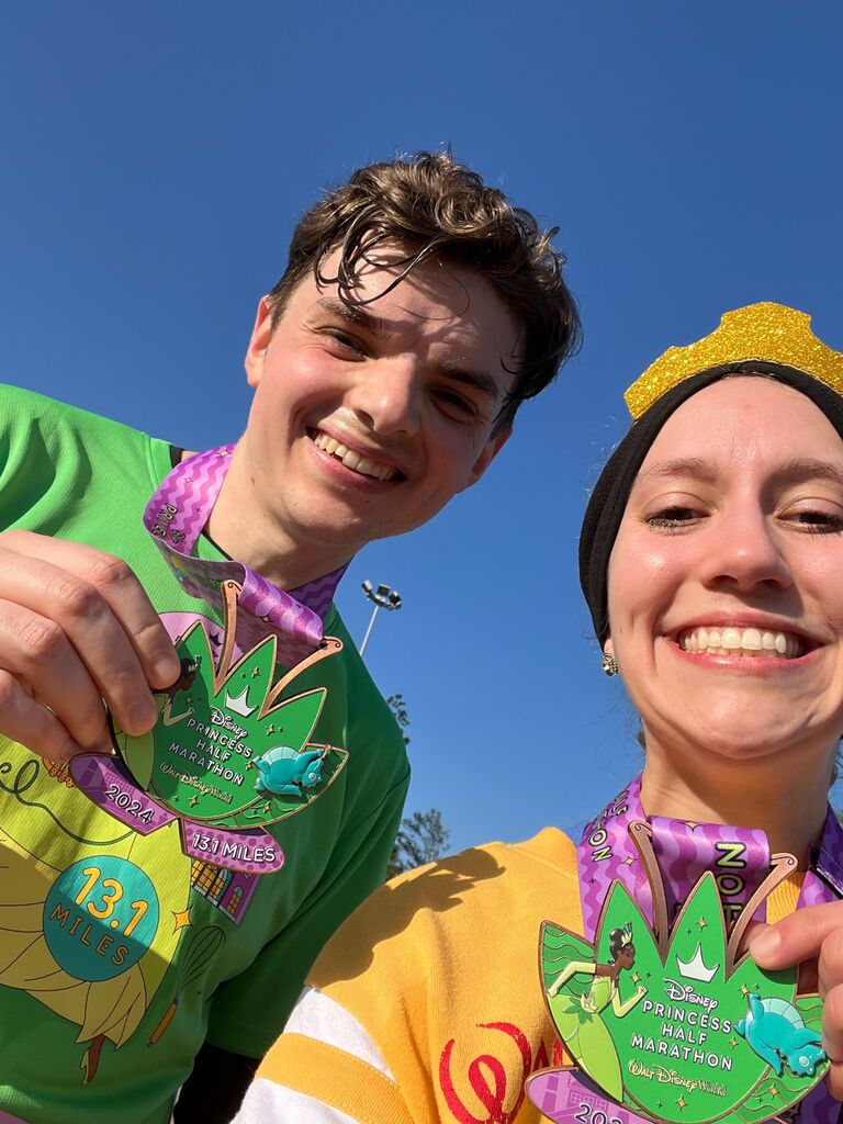 Two people that just finished their first half marathon! 