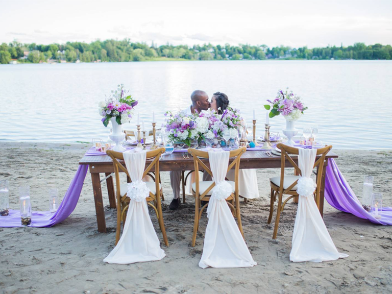 beach wedding reception table