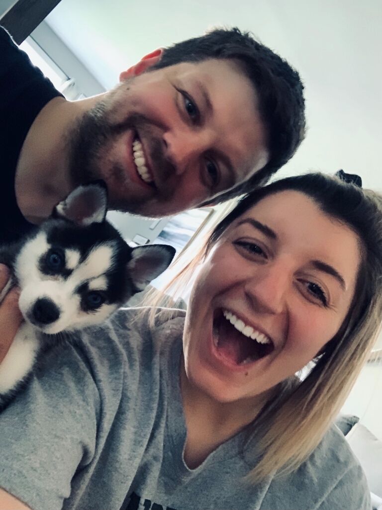 Like many others during the pandemic, 2020 also brought them...a puppy, SADIE! Their Alaskan Klee Kai was a 2 pound floof found in Iowa with a curly tail and a ton of love.