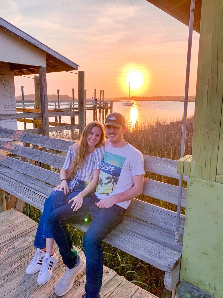 Our first vacation together! We went to Myrtle Beach and Charleston, SC. Here's a picture of us loving the warm weather!