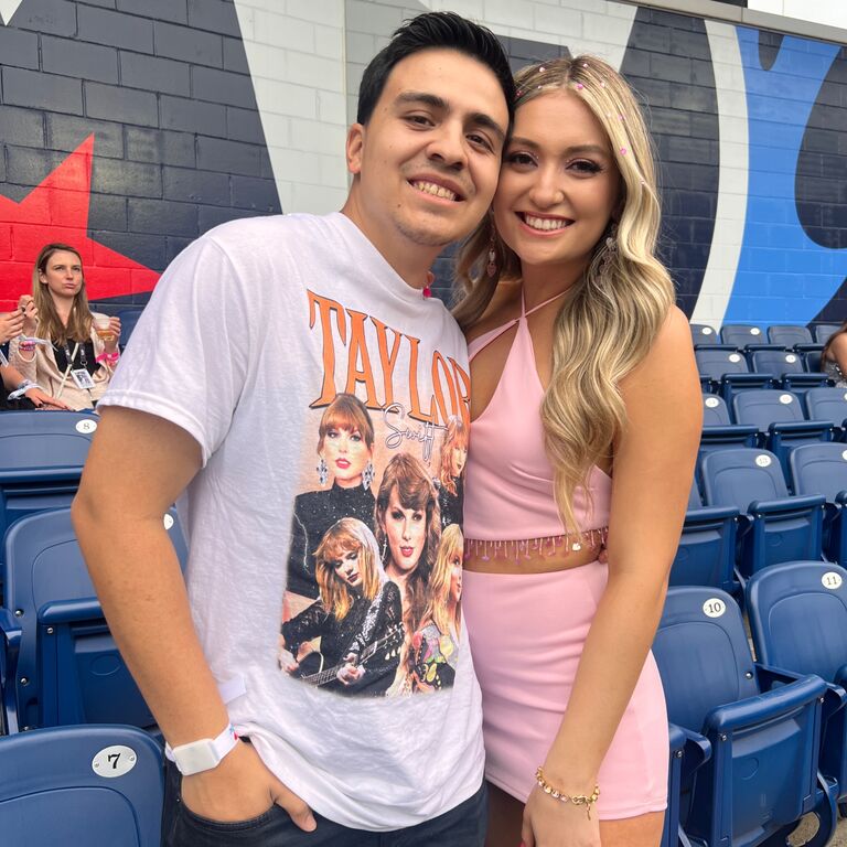 Kara and Christian have gone on many trips together: from Disneyland, San Francisco, Nashville, & more. This picture is from Nashville, Tennessee where they saw Taylor Swift.
Fun fact Kara and Christian’s wedding will be the first time they go out of the country. 