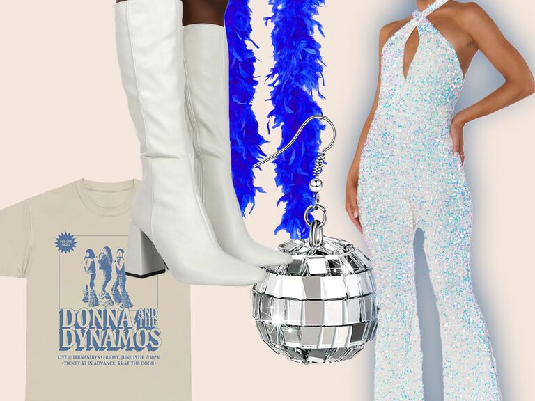 collage of disco-themed clothing pieces