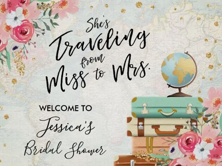 Traveling From Miss to Mrs. Bridal Shower Personalized Welcome Sign
