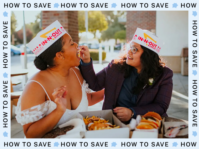 Couple eating wedding catering from In-N-Out