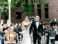 couple at wedding recessional