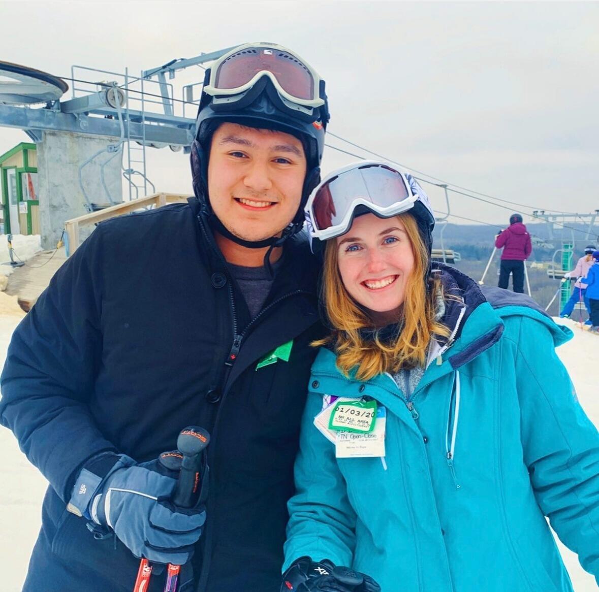 Brandon goes skiing for the first time with Carley and friends at Pine Knob during their first college winter break!