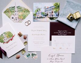 sophisticated watercolor wedding invitation suite