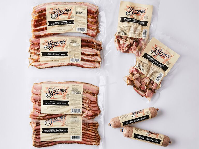 Bacon gift set with strips, bites and ground bacon