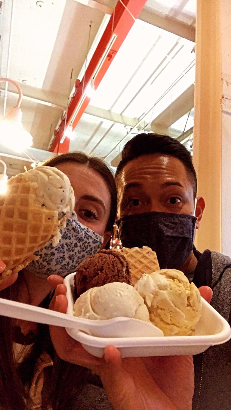 Coffee and a bagel one day, ice cream in Georgia the next. Less than two months into dating, Gabe asked Savannah to fly to Atlanta with him to be his wedding date. She was apprehensive. Luckily, their mutual love of fried chicken calmed her fears and made for a delicious trip.