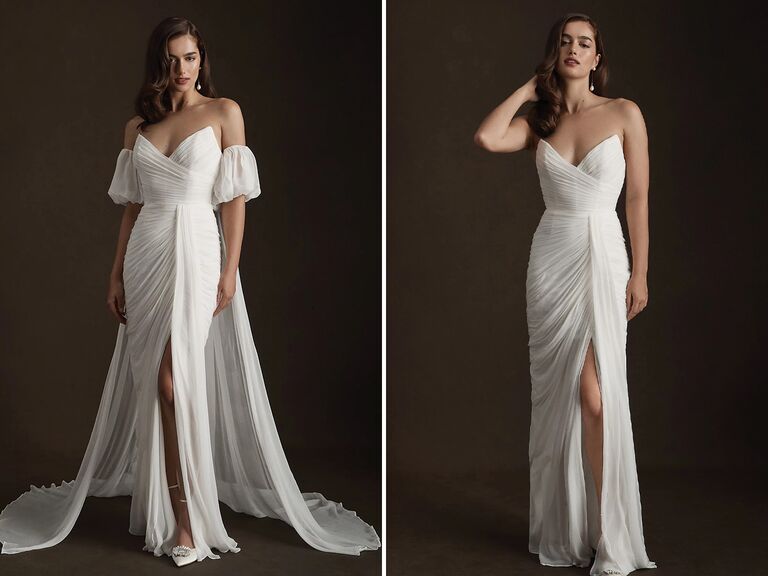 Puff sleeve to sleeveless convertible wedding dress from Anthropologie. 