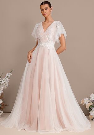 Fall in love with the JJ's House Tally A-line Sequins Lace Wedding Dress! A timeless and elegant design crafted to make your dream wedding a reality. Shine with confidence as you walk down the aisle.