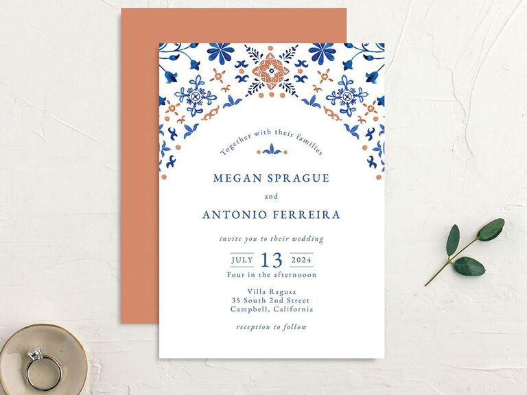 Spanish tile destination wedding invitation