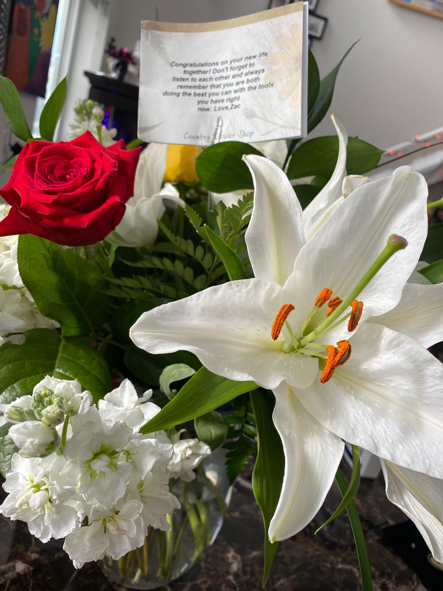 OMG Zachary Levi sent us flowers to celebrate our engagement! It is definitely worth it to send extra Save the Dates to celebs. 