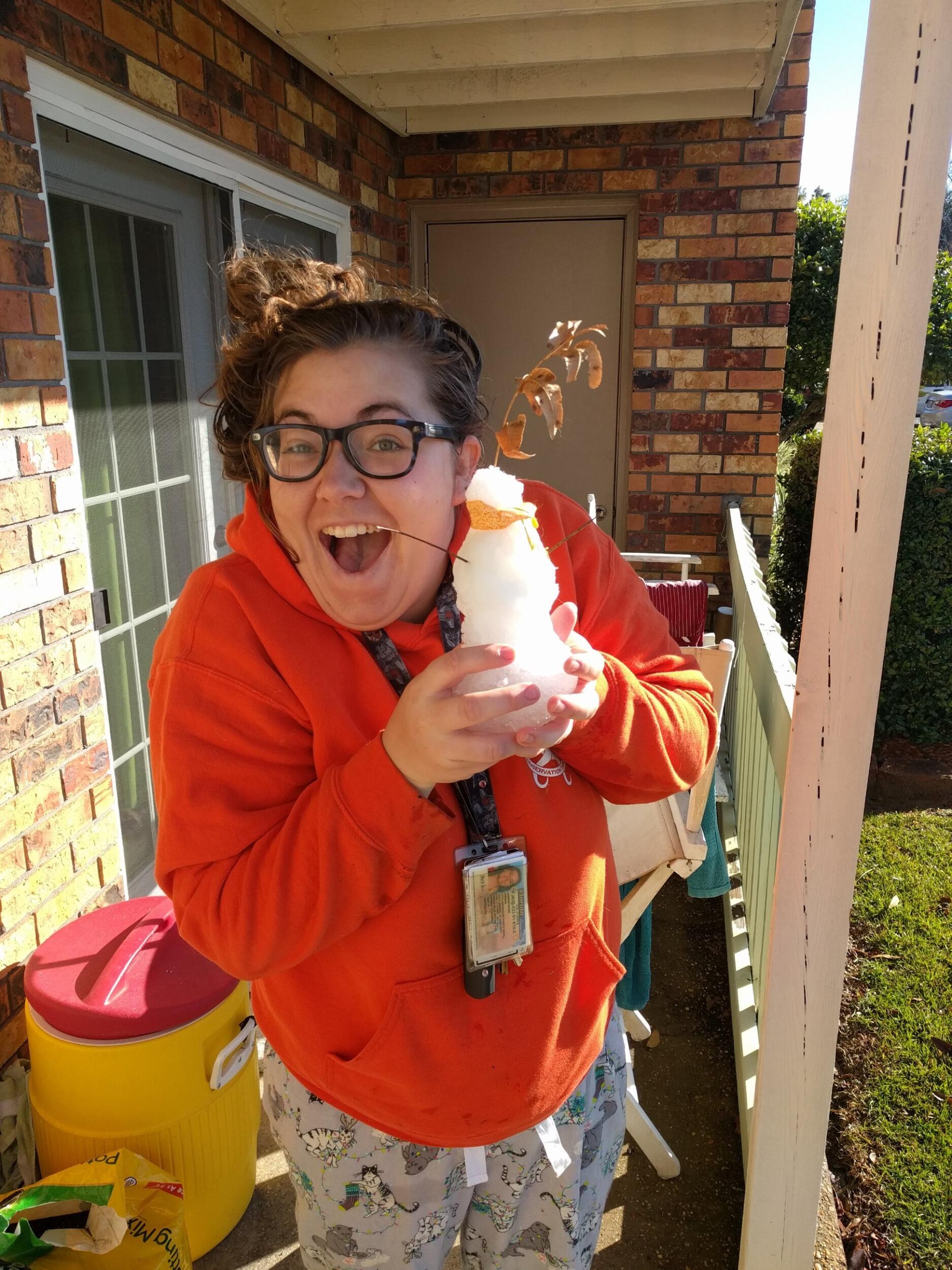Jasmine's first snow man!