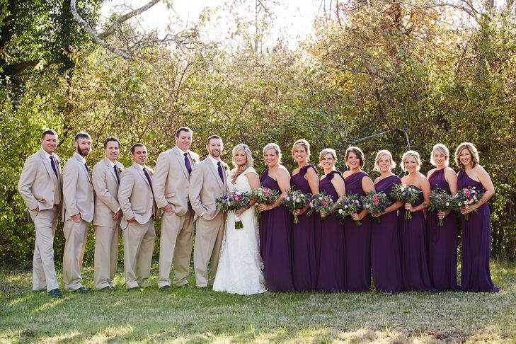 Purple And Khaki Fall Wedding Party