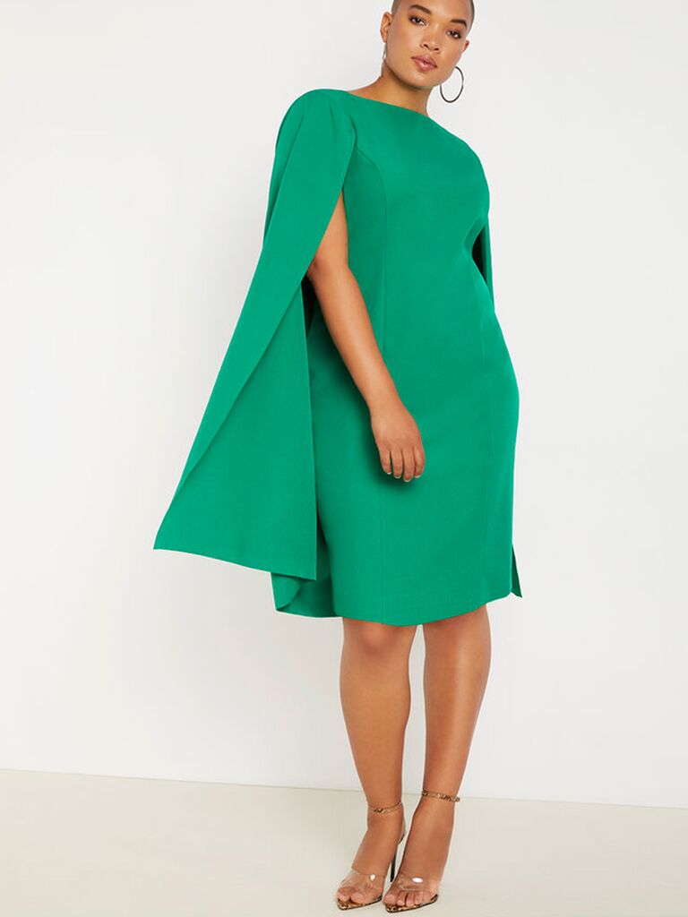 cape dress for wedding guest