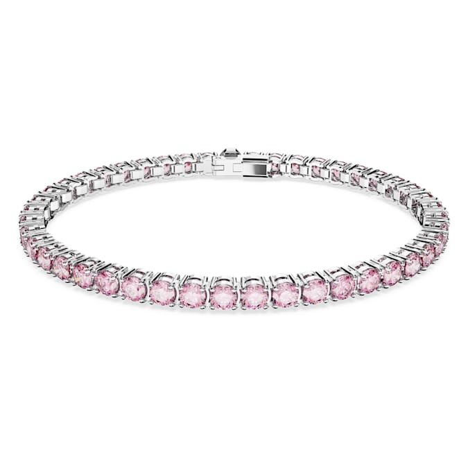 Silver and pink diamond bracelet