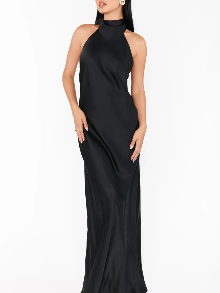 Black high neck winter wedding guest dress from Show Me Your Mumu