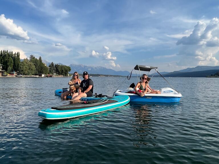 Our first photo together, six days after we met, in pretty much the same place where we first met. We were set up by our good friends, Lindsay and Victoria (closest in the pedal boat in the photo)... ask one of us for the full story in Mexico... it's a gooder :)