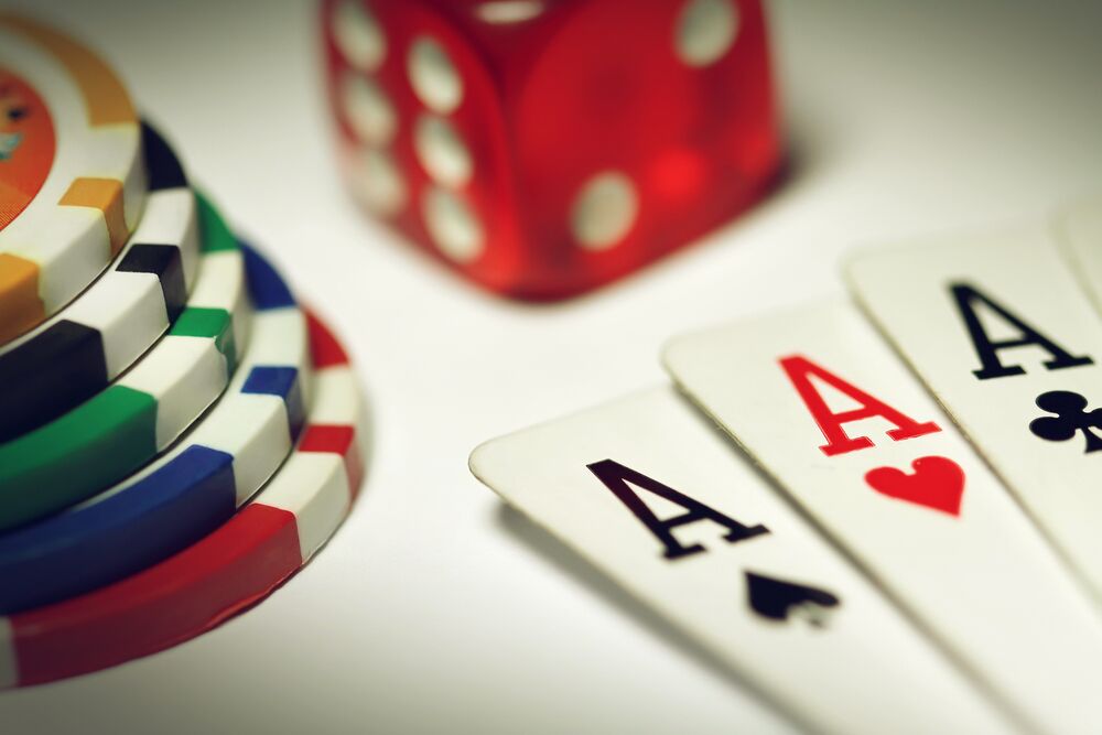 casino chips and ace cards