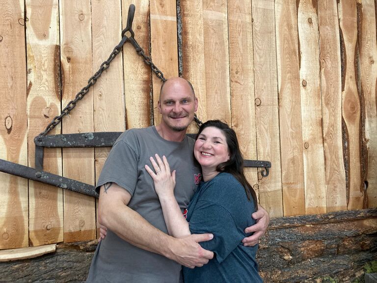 Engagement photo, Broke Axe Throwing, Great Falls, MT