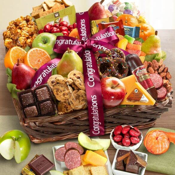 Fruit and candy gift basket