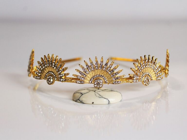 Gold celestial style crown with diamond details