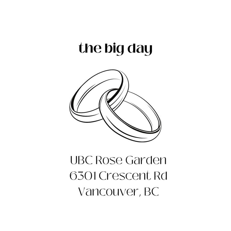 Our ceremony will be held at the UBC Rose Garden at 4pm with the cocktail + dinner reception to follow (same location).