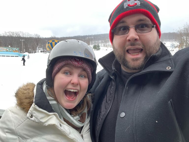 First time skiing together!  Mike sprained his ankle almost immediately after this picture was taken.