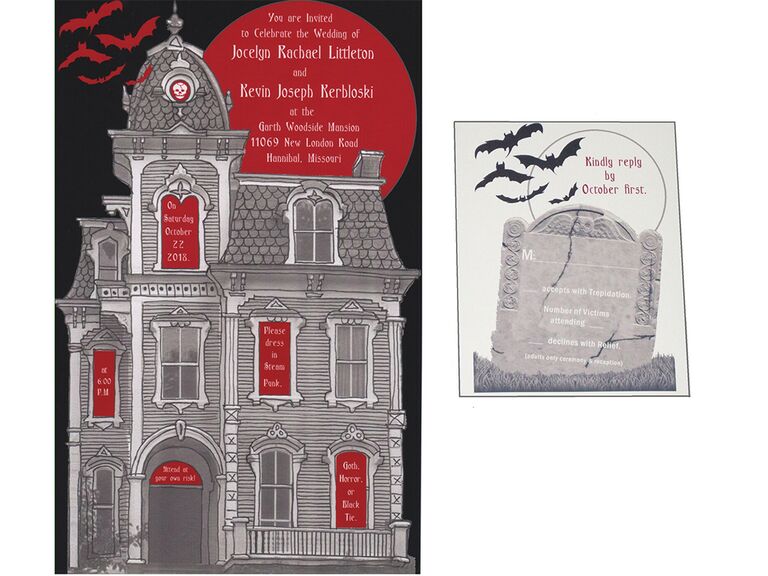 Haunted house design with red details