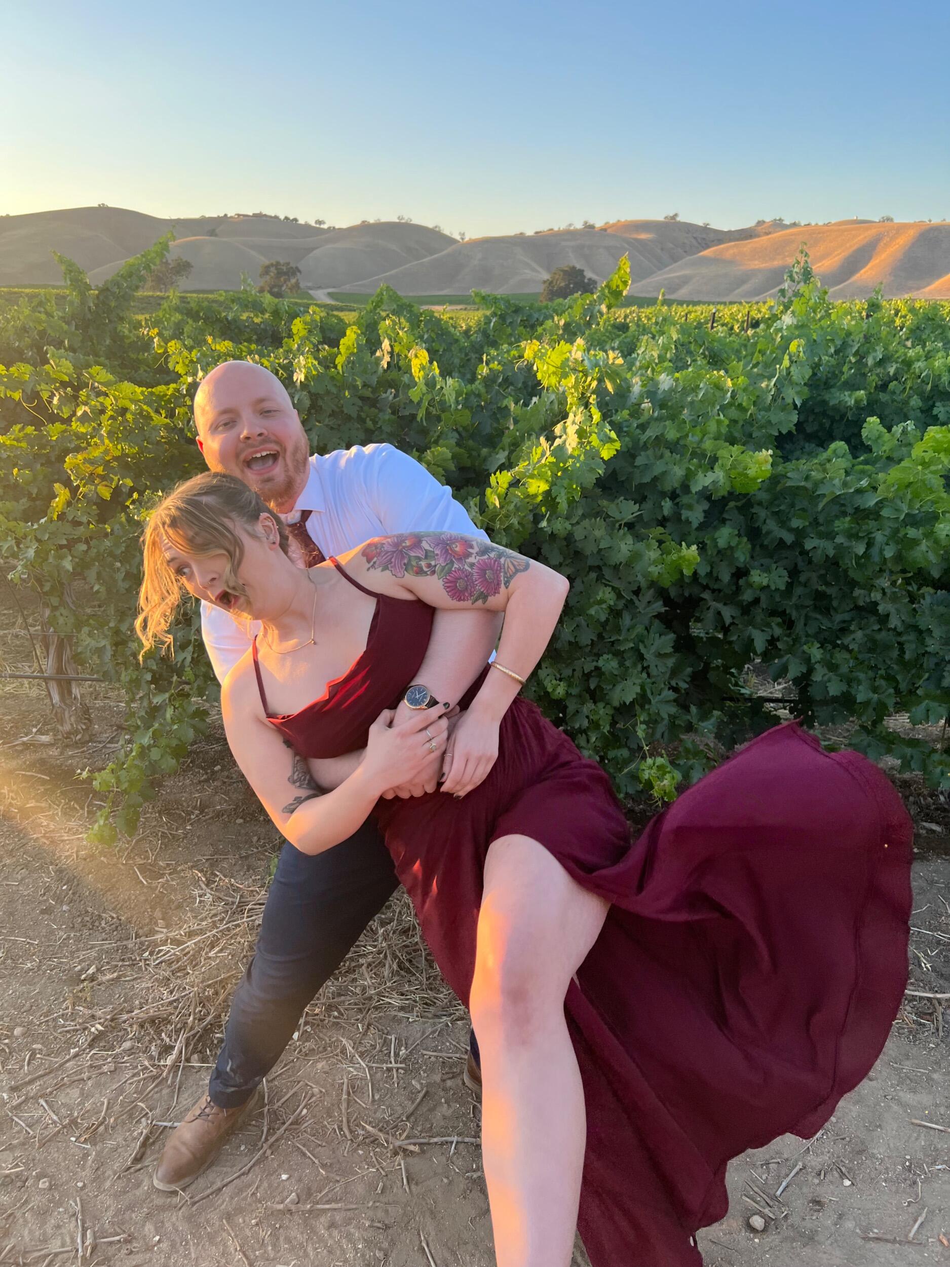 Celebrating Brianna and Jeremy's wedding, Blake finds his "thing" to spice up pictures together