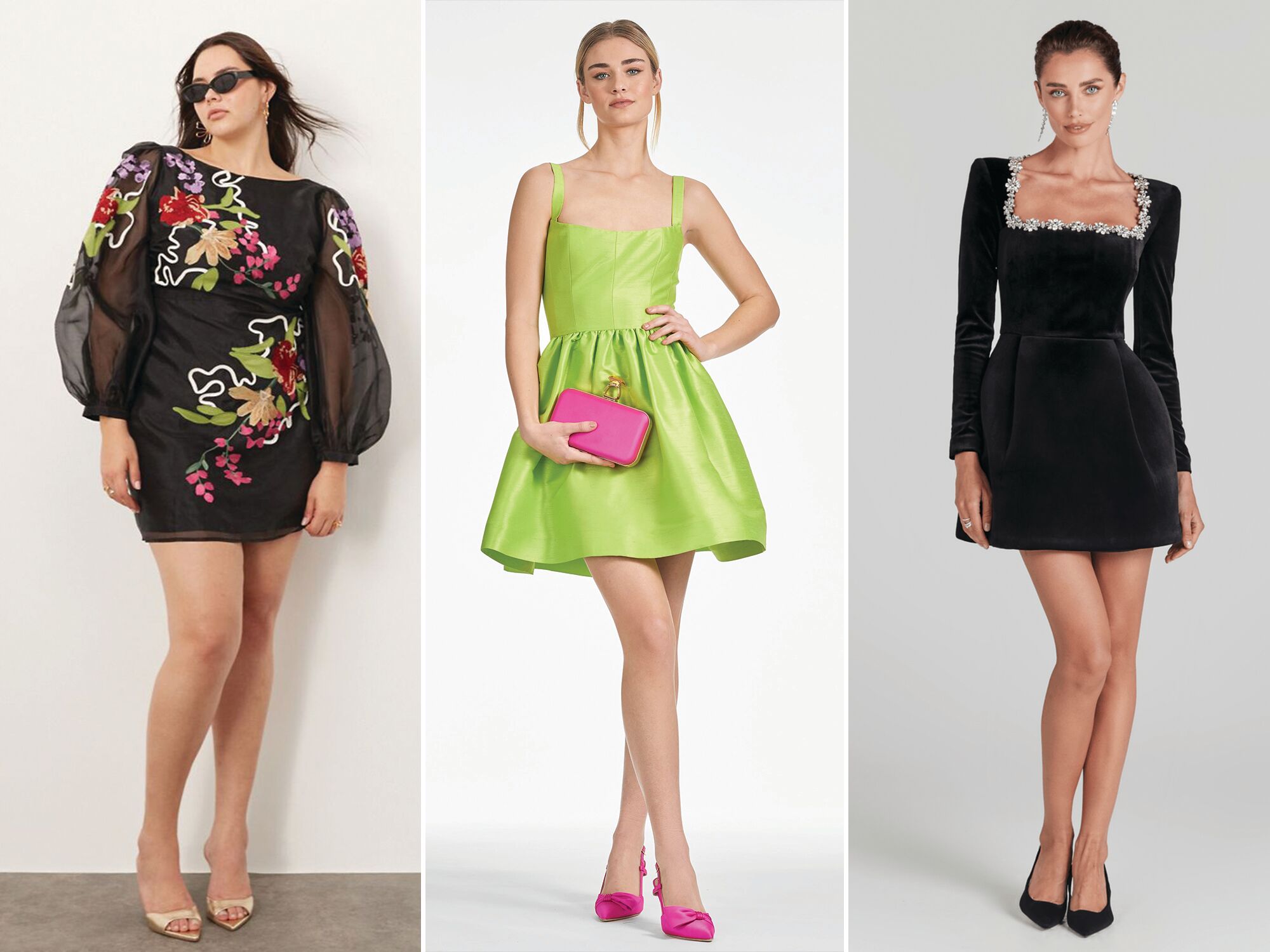Three short dresses for wedding guests