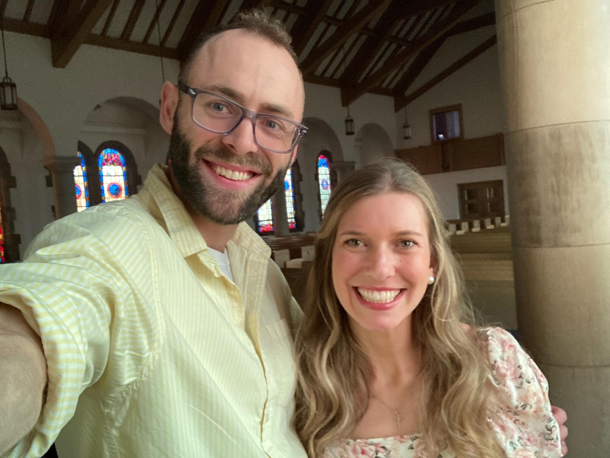 We played worship songs together in the Memorial Chapel- little did we know we'd be GETTING MARRIED there less than a year later!