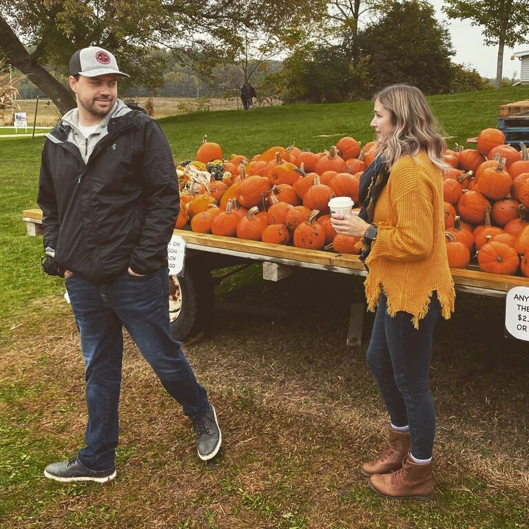 Zac's face shows what going to the pumpkin patch with Emma is like - realizing we'll pretty much take one of everything