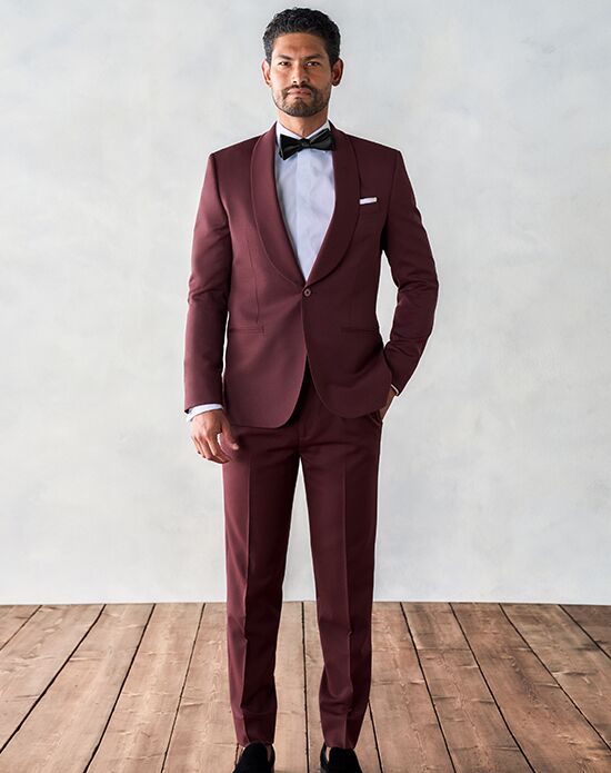 The Black Tux Burgundy Shawl Tuxedo Wedding Tuxedo | The Knot