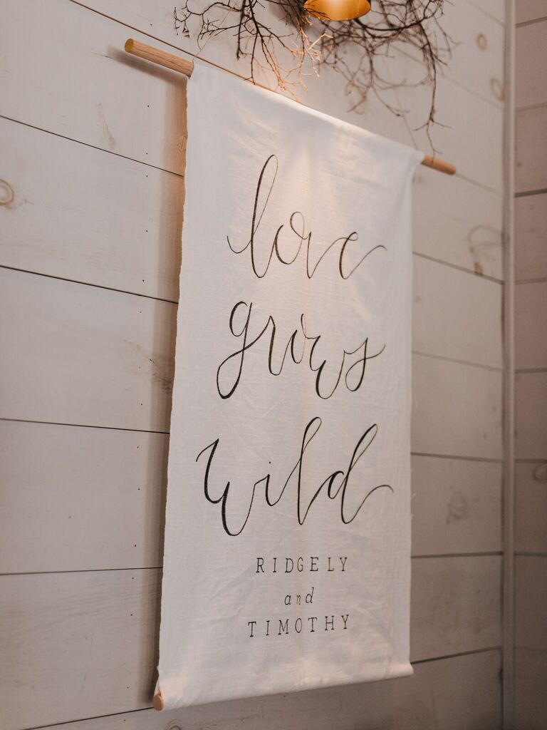 wedding sign quotes love grows wild fabric banner