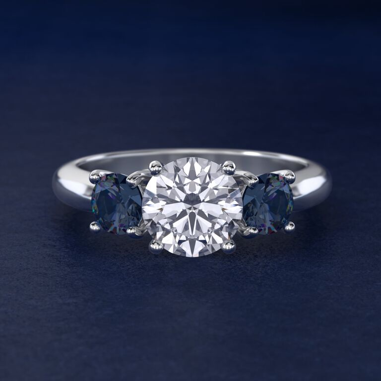 The James Allen collection at Blue Nile three-stone engagement ring