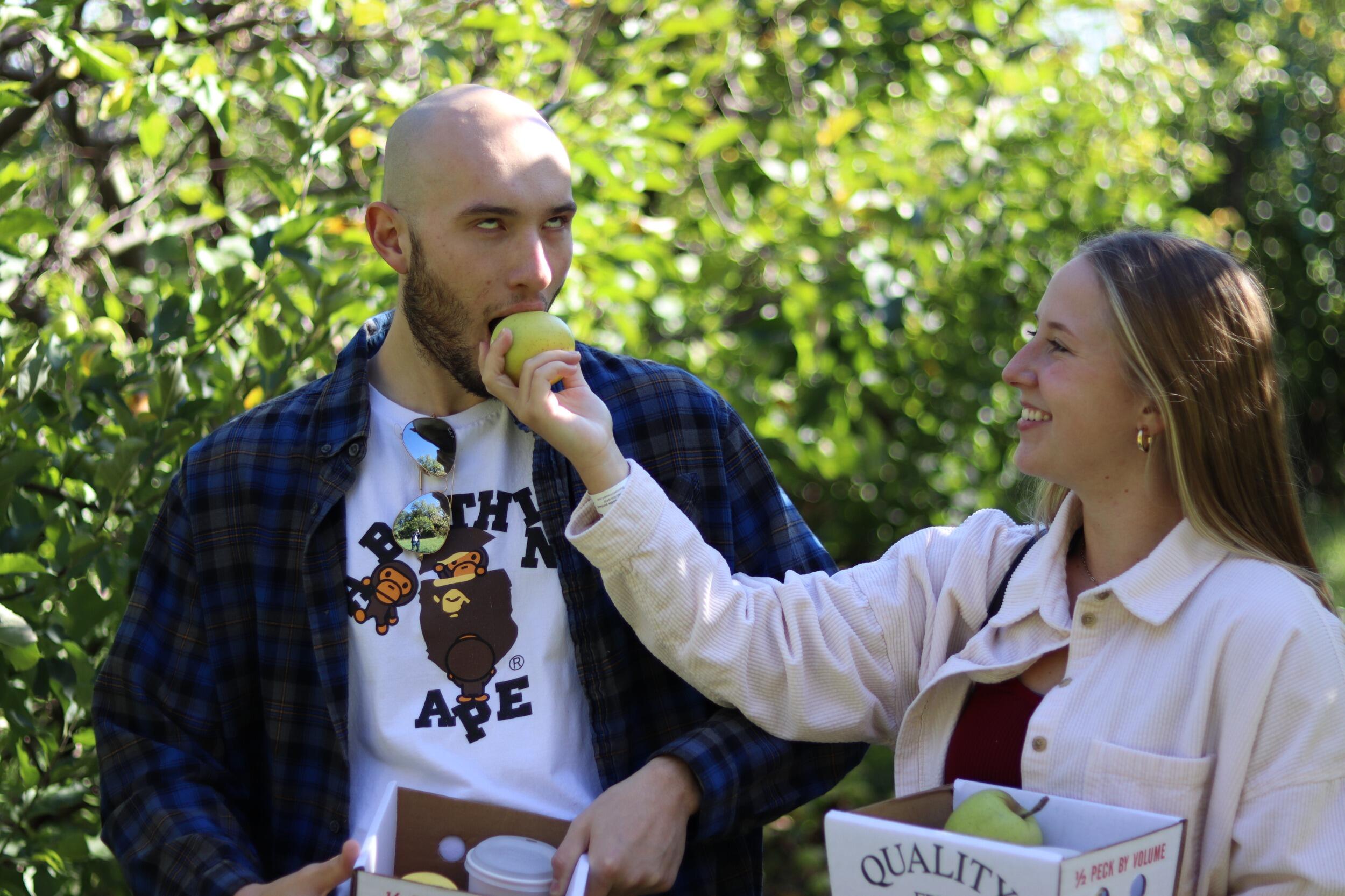 Living Life Over the Years: Apple Picking with Friends. Nico never takes photos seriously.
