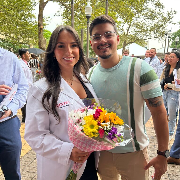 Elisa started medical school with Michael at her side