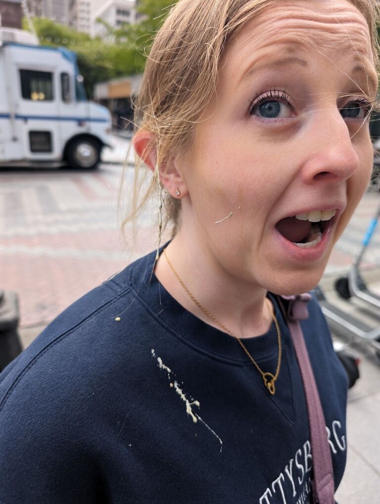 I (Sara) was pooped on by a seagull in Seattle, WA. Chris laughed.